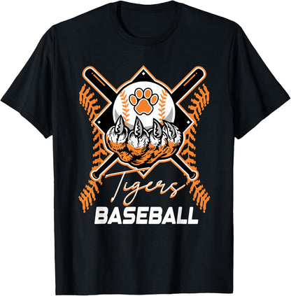 Tigers Baseball Mom Game Day Paw Print Orange Tiger Pride T-Shirt