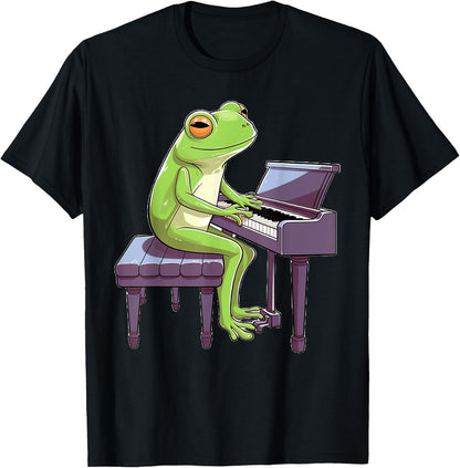 Cute Frog Playing Piano Musician Music T-Shirt