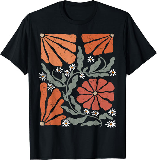Floral Boho Matisse Daisy Flower Retro Botanical Wildflower T-Shirt