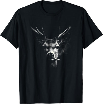 Smoking Deer Stag with Cigarette Aesthetic T-Shirt