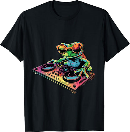 DJ Frog Turntable DJ Frog EDM DJ Toad Dance Music Techno T-Shirt