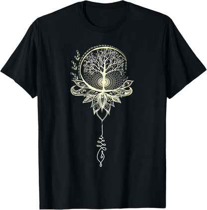Mandala Lotus Unalome Tree of Life T-Shirt Small