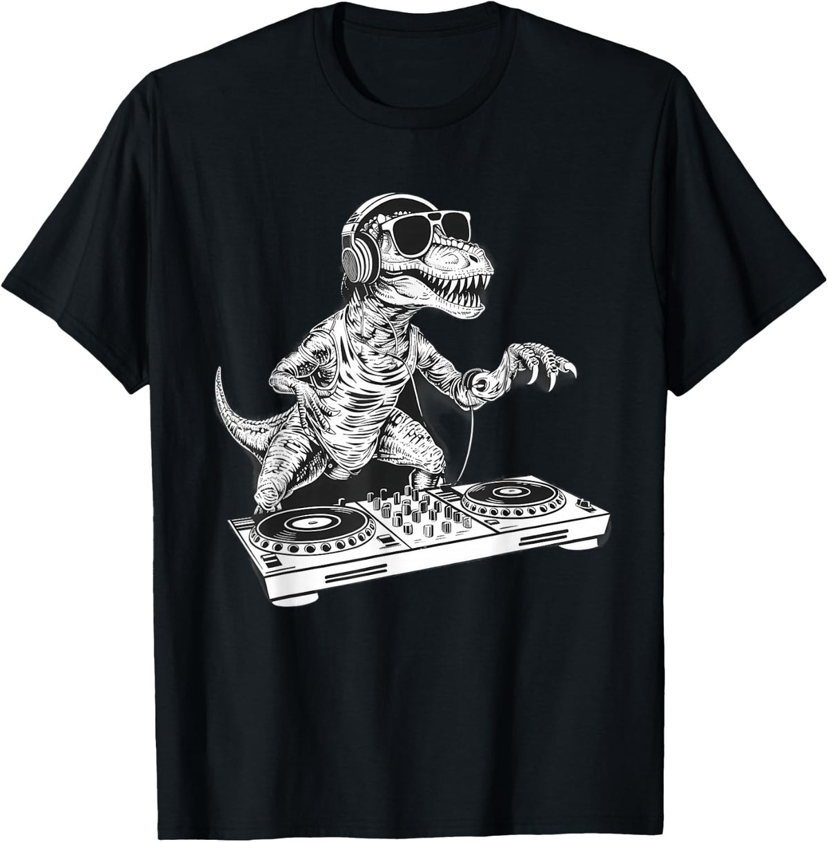 Dinosaur Music DJ Dance Club Techno Turntable DJ Dinosaur T-Shirt