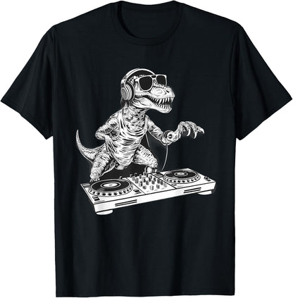 Dinosaur Music DJ Dance Club Techno Turntable DJ Dinosaur T-Shirt