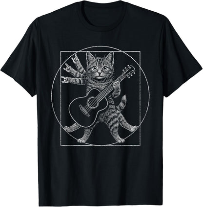 Rock Cat Guitar Music Funny Feline Rocker Design T-Shirt