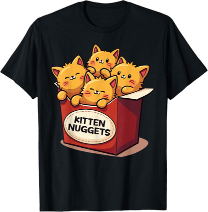 Cute Kitten Nuggets Chicken Nuggets Cat Lover Funny Cat Pun T-Shirt