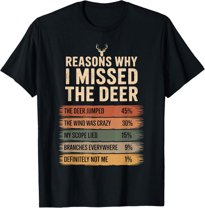 Hunter Reasons Why I Missed The Deer Hunting T-Shirt