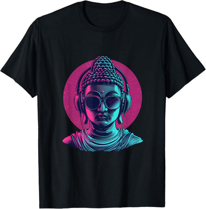 DJ Buddha Zen Beatmaker Music Headphones Techno Buddhism T-Shirt