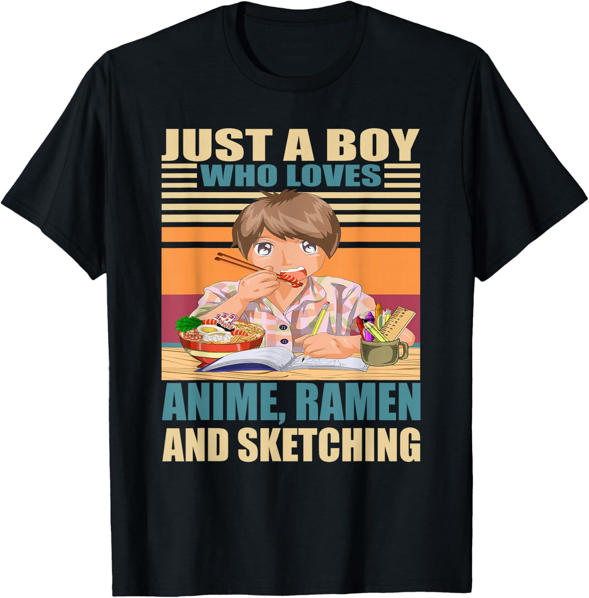Manga Otaku Drawing Japan Ramen Gift Anime Boy T-Shirt