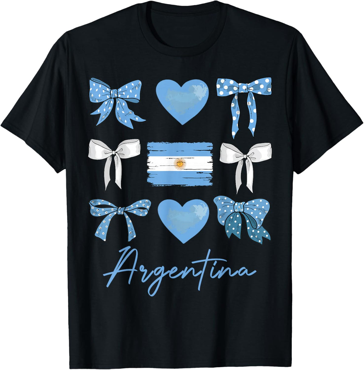 Argentina Flag Bows Pride Women Girls T-Shirt