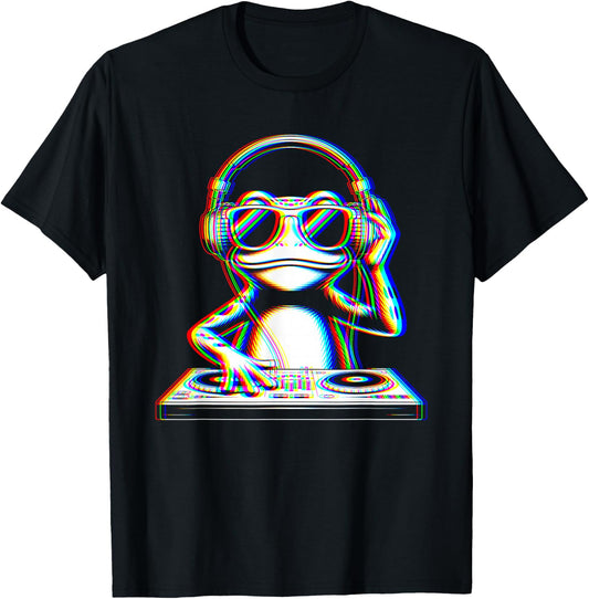 Funny Frog DJ with Headphones and Turntable T-Shirt