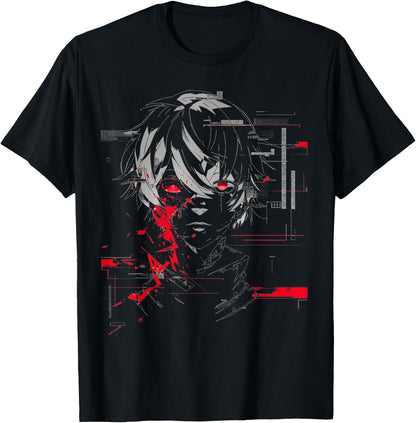 Anime Manga Motif Red-Eyes Artwork Anime T-Shirt