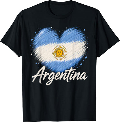 Argentina Heart Flag Argentine Pride T-Shirt