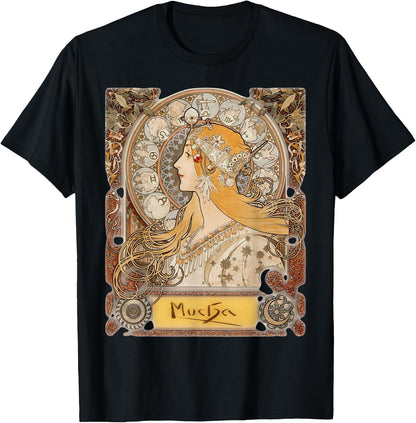 Mucha La Plume Zodiac Lady Art Nouveau T-Shirt