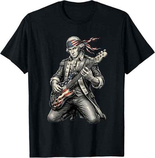 George Washington Patriotic Bass Guitar Rock Legend T-Shirt