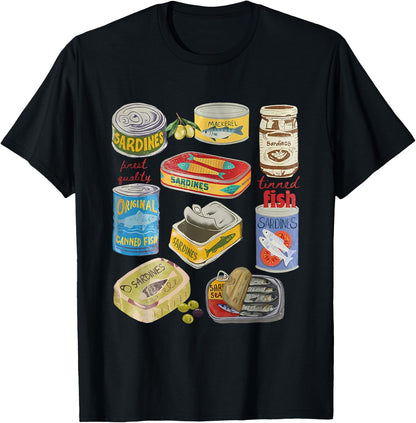 Sardine Tins Canned Fish Tins Funny Trendy Canned Fish T-Shirt