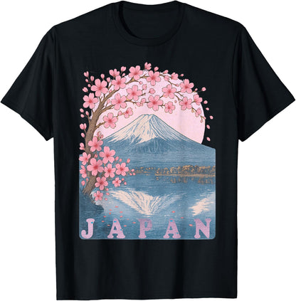 Japanese Cherry Blossom Mt Fuji Japan Art Women T-Shirt