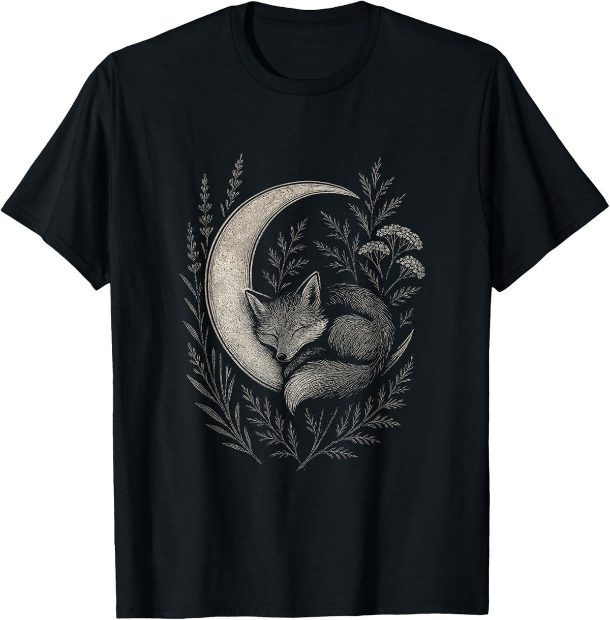 Forest Solstice Fox and Moon Graphic T-Shirt
