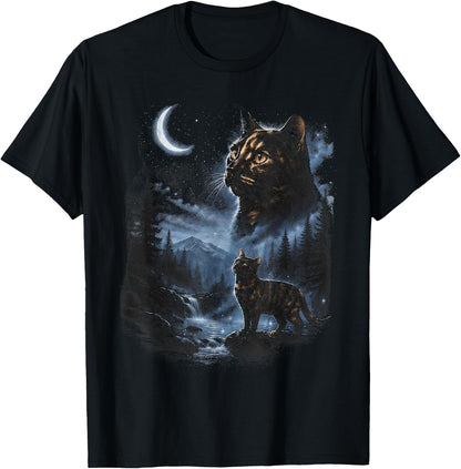 Tortoiseshell Cat Howling at Moon Vintage Cat Halloween T-Shirt