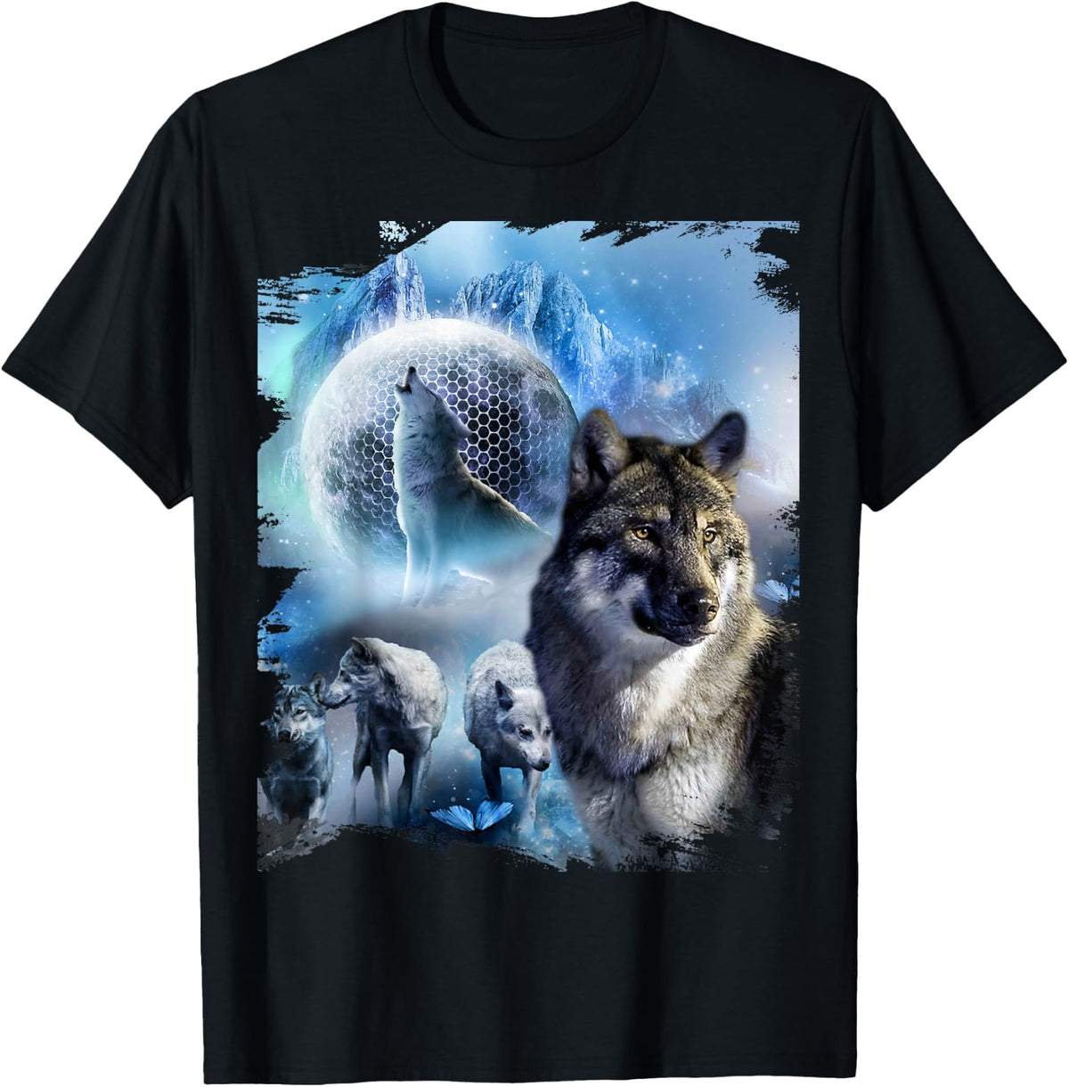 Snow Wolves Howling At Moon Ice Wolf T-Shirt