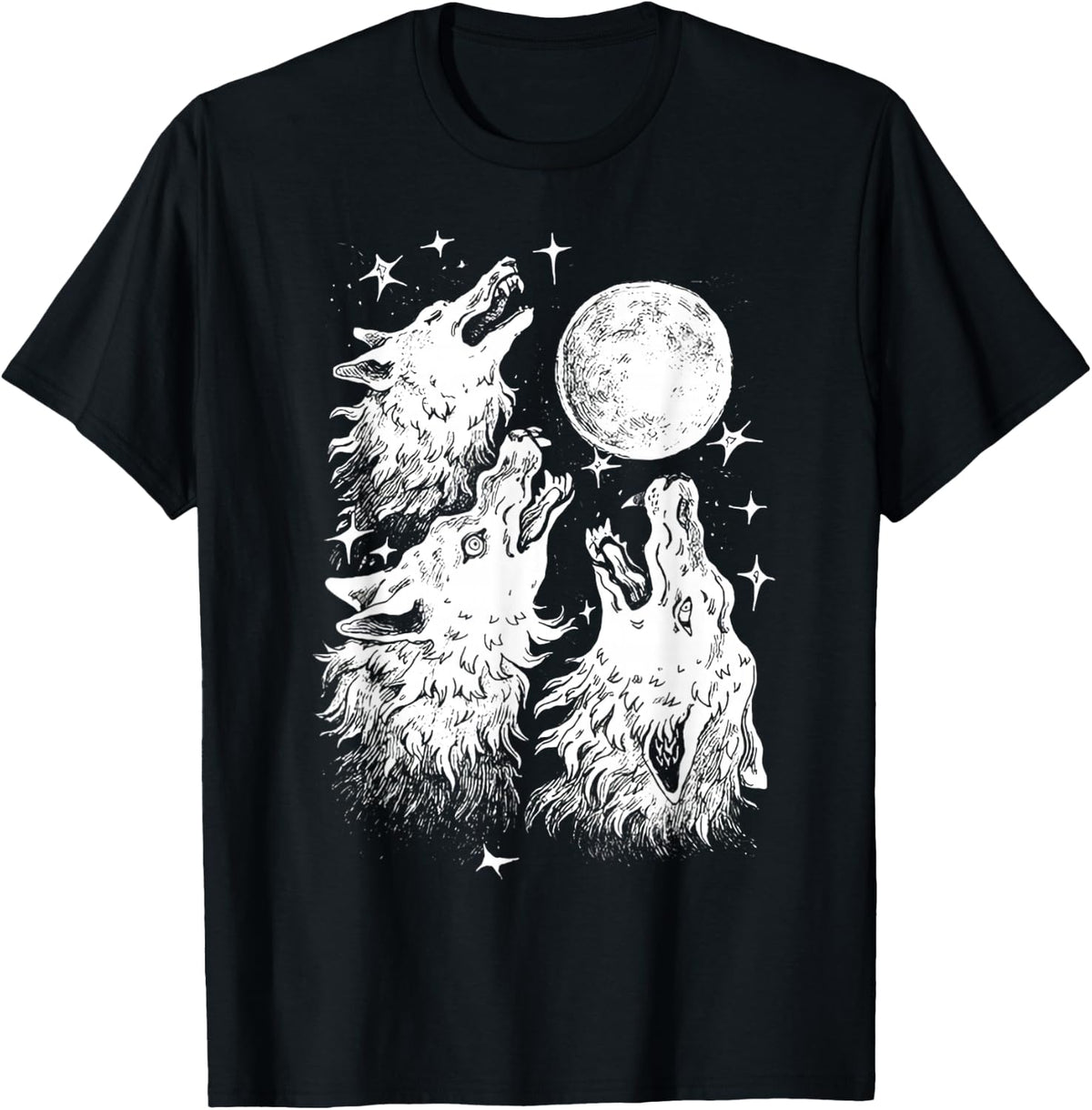 Three Wolves Howling at the Moon - Wolf Lover T-Shirt