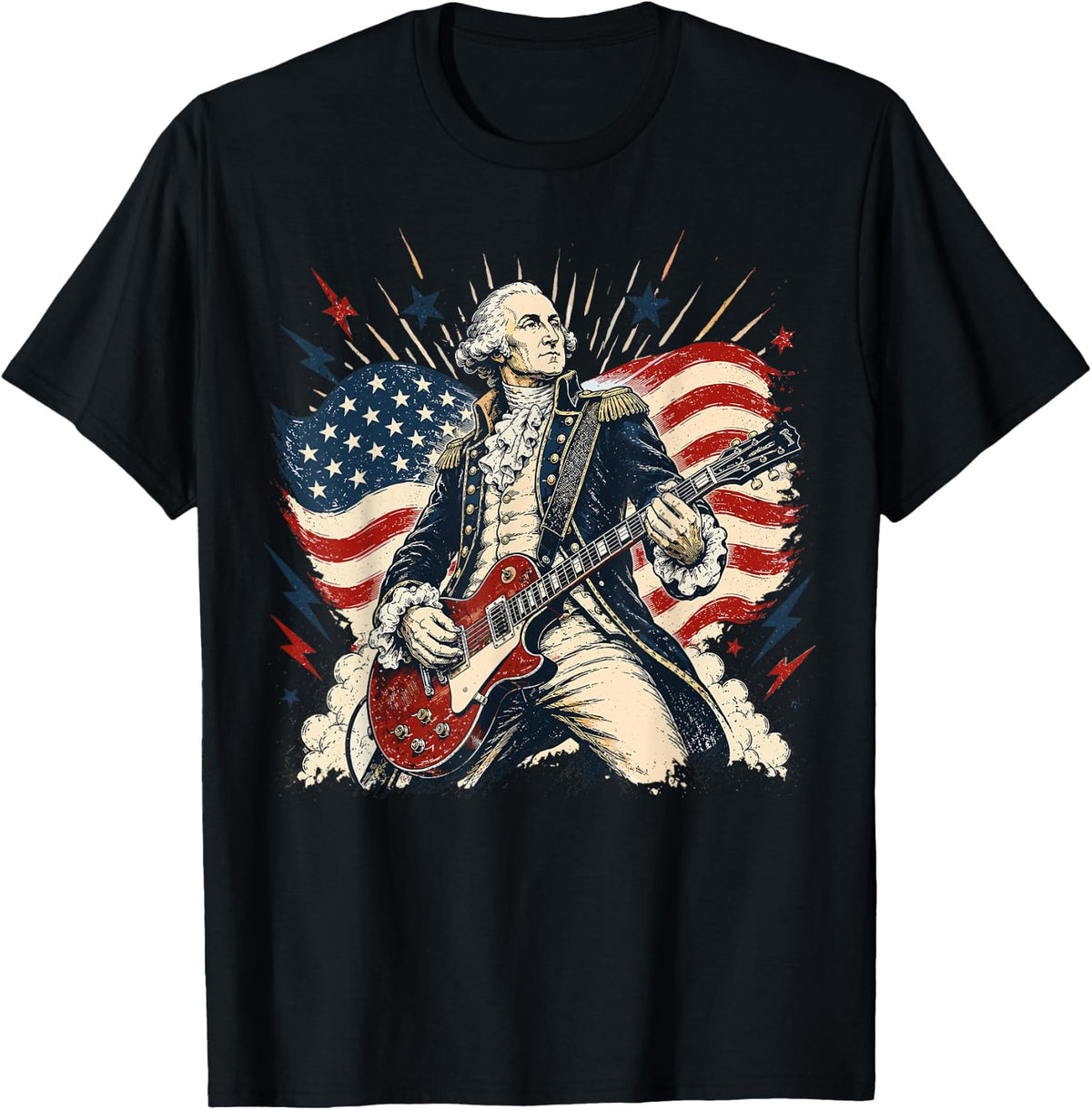George Washington Playing Guitar 4th July 250th Anniversary T-Shirt