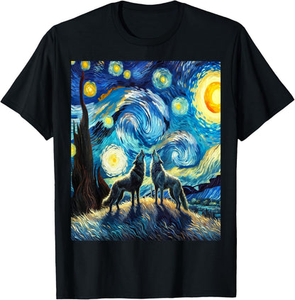 Wolves Howling at the Starry Moon T-Shirt