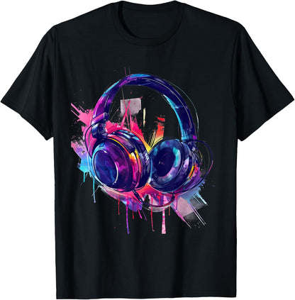 Headphones Music DJ EDM Techno Beatmaker Splash House Music T-Shirt