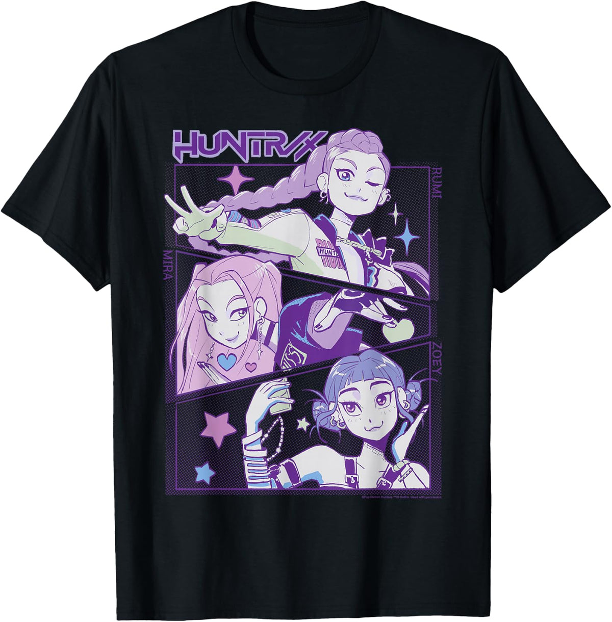 Kpop Demon Hunters Huntrix Cute Animated Panels T-Shirt