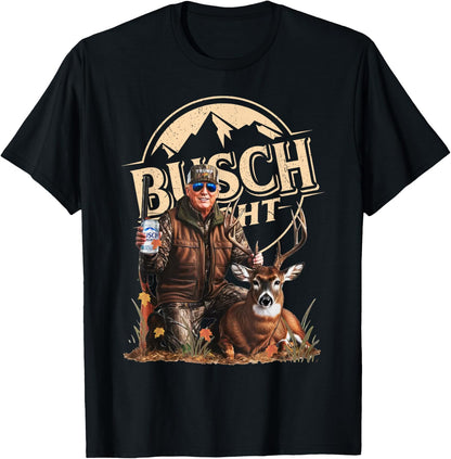 Trump Hunting Deer Funny Camouflage Drinking Beer Hunting T-Shirt
