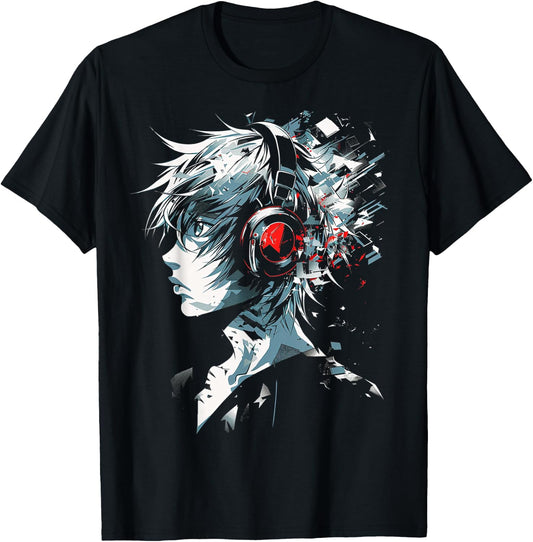 Anime Manga Graphic Headphone Art Anime T-Shirt