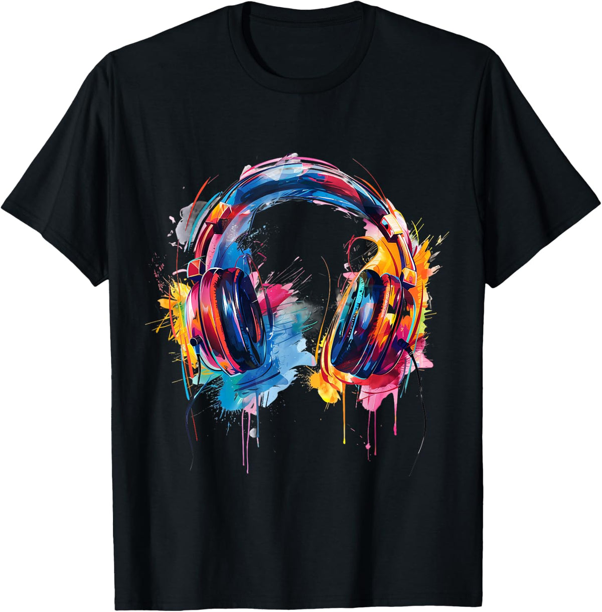 Headphones Music DJ Splash EDM Beatmaker Techno House Music T-Shirt