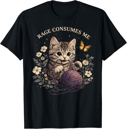Cute Cat Rage Consumes Me Funny Cat Lovers Meme Sarcastic T-Shirt