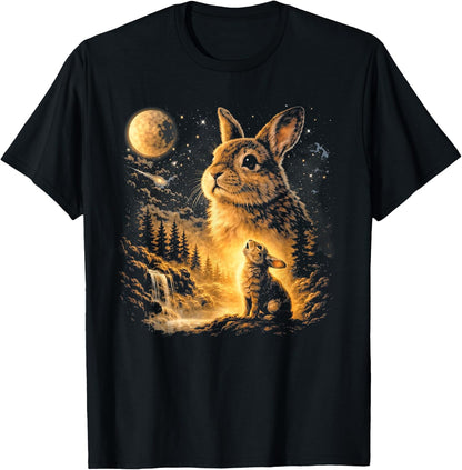 Vintage Howling Bunny to The Moon Retro 90s Funny Rabbit T-Shirt