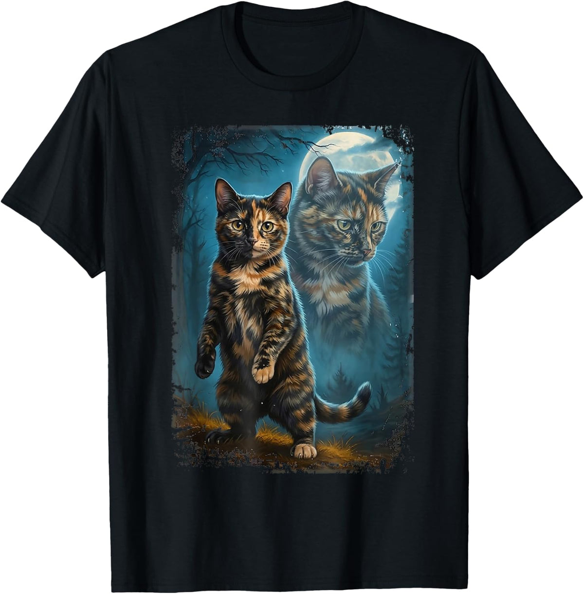 Tortoiseshell Cat Howling at Moon 90's Cat Meme Cat Lover T-Shirt