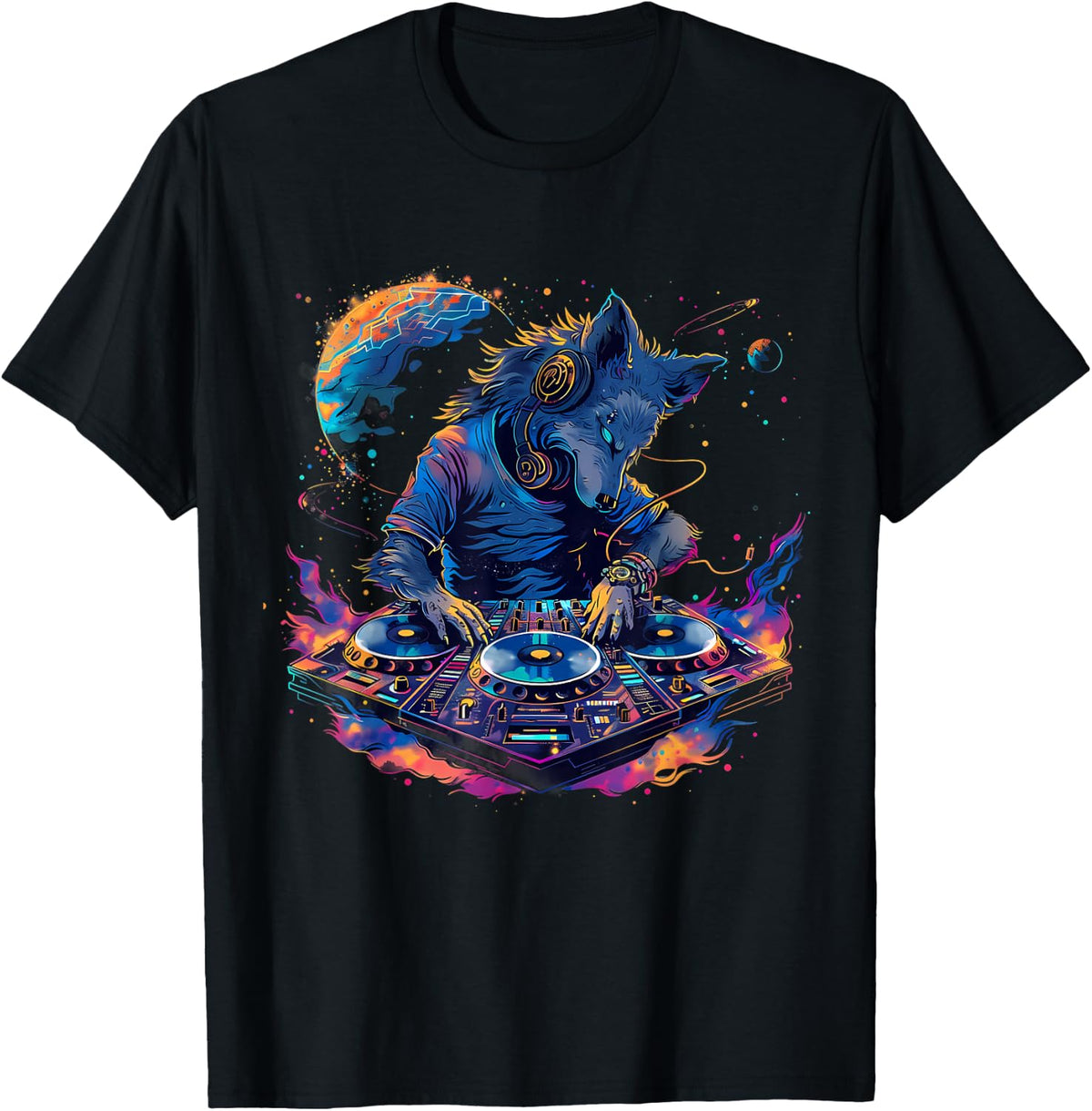 Wolf DJ Turntable DJ Wolf Dance Music Beatmaker House Techno T-Shirt