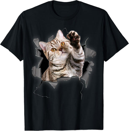 Cute Cat Torn Cloth Funny for Cat Lover, Cat Mom, Cat Dad T-Shirt